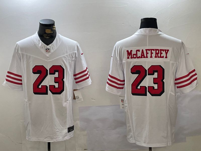 Men San Francisco 49ers #23 Mccaffrey White Three generations 2024 Nike Vapor Limited NFL Jersey style 1->san francisco 49ers->NFL Jersey